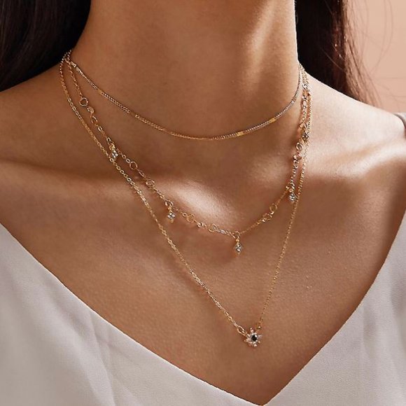 ❤️ 3/$30 Layered Stars & Black Sun Necklace - Picture 2 of 10